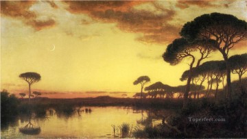  Haseltine Art Painting - Sunset Glow Roman Campagna scenery Luminism William Stanley Haseltine